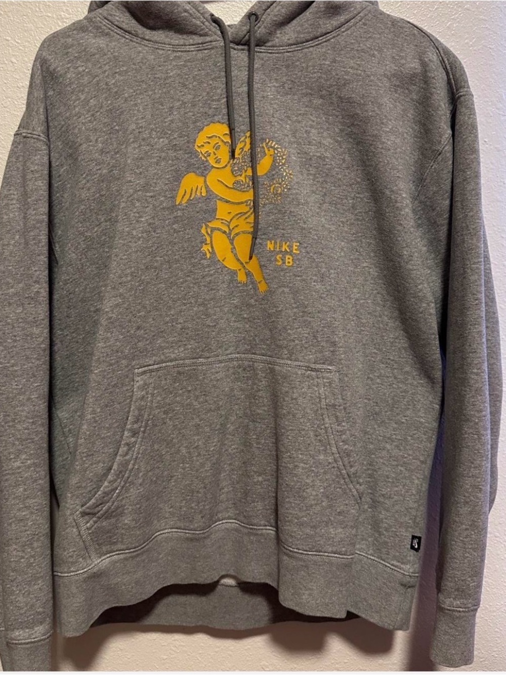 Nike SB Gray Sweatshirt (Hoodie) with Yellow Cherub Graphic
